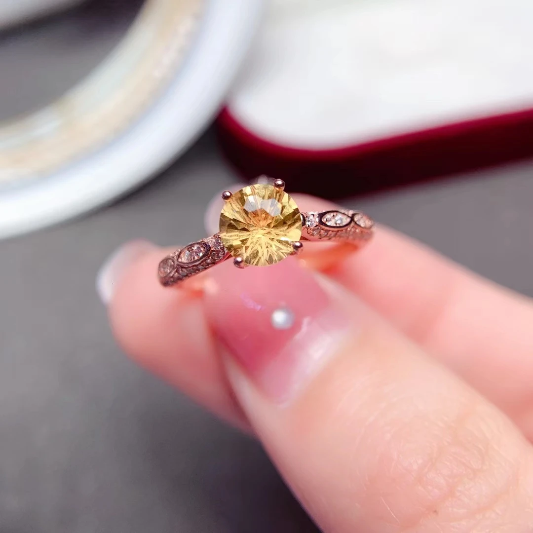

2022 Стильное кольцо из натурального желтого цитрина для женщин, ювелирные изделия, подвеска из настоящего серебра, хороший подарок