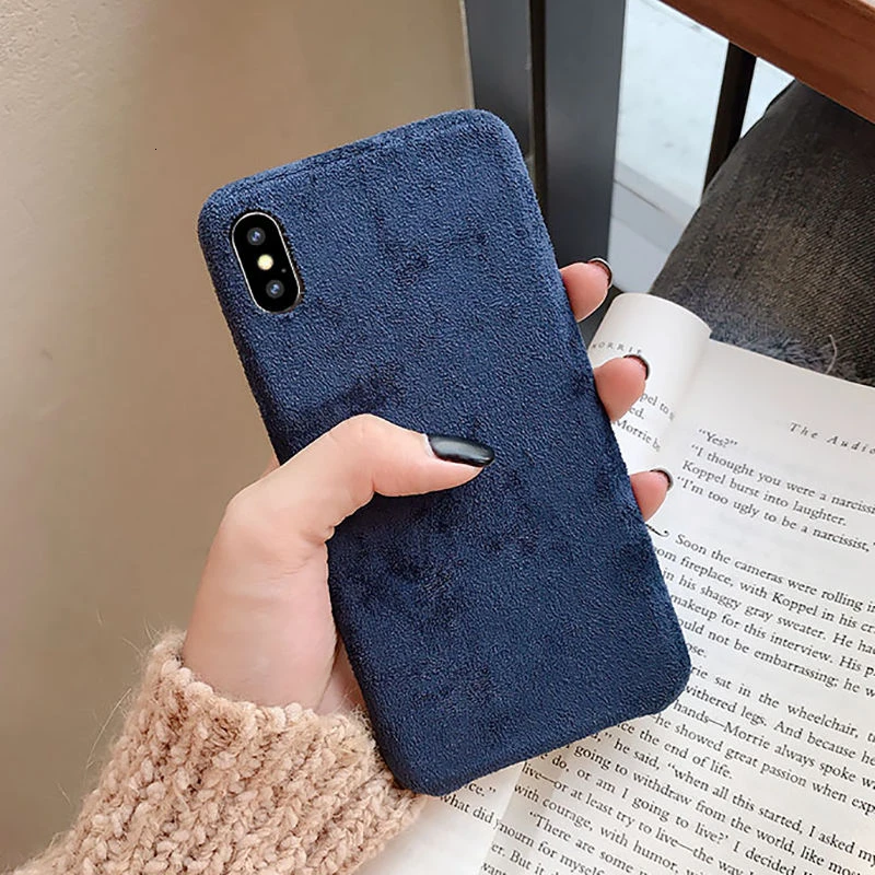 Зимний теплый фланелевый чехол для телефона для iPhone 11 11 Pro Max XR X XS Max 6 6S 7 8 Plus, карамельный цвет, жесткий защитный чехол из поликарбоната