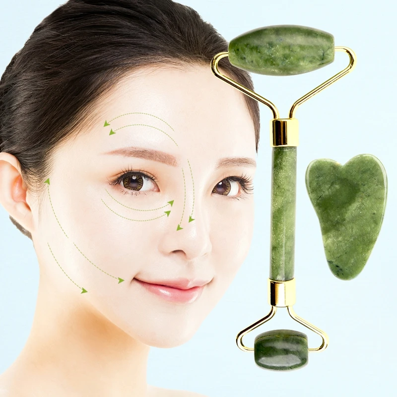 Натуральный камень зеленый нефрит доска гуаша массаж лица инструмент спа