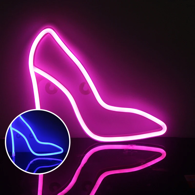 

High Heel Neon Signs Special LED Night Light Wall Decor Battery Powered for Home Bedroom Bar PAK5