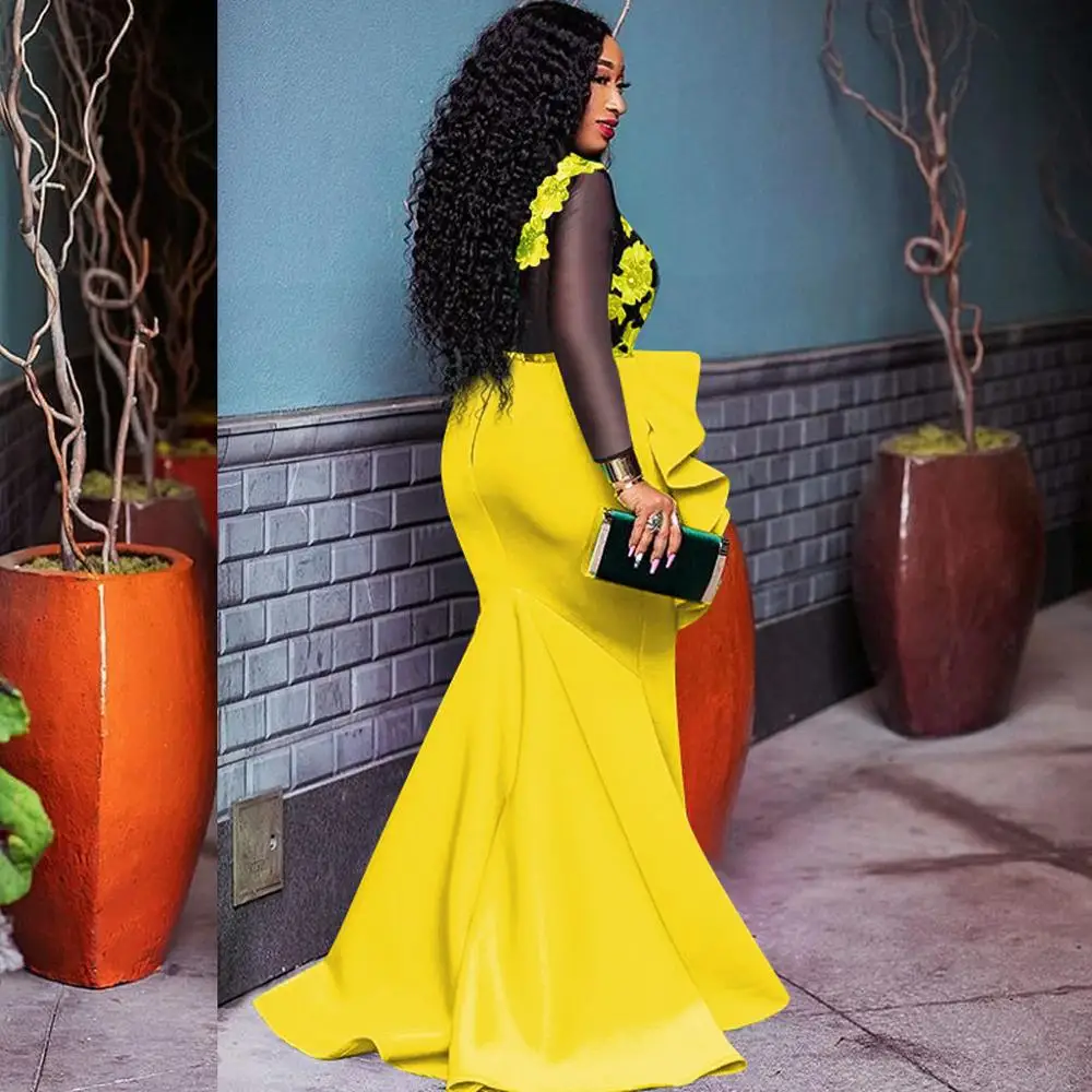 Желтый Для женщин платье с русалочкой пикантная обувь в африканском стиле 2021