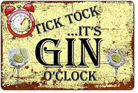 metal tin sign tick tock its gin oclock furniture living room room decoration retro art square metal plate 8x12 inches