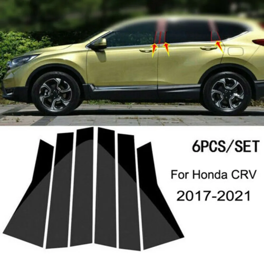 

6 шт./компл. аксессуары для наклеек стойки черная глянцевая отделка для Honda Cr-v Crv 17-21