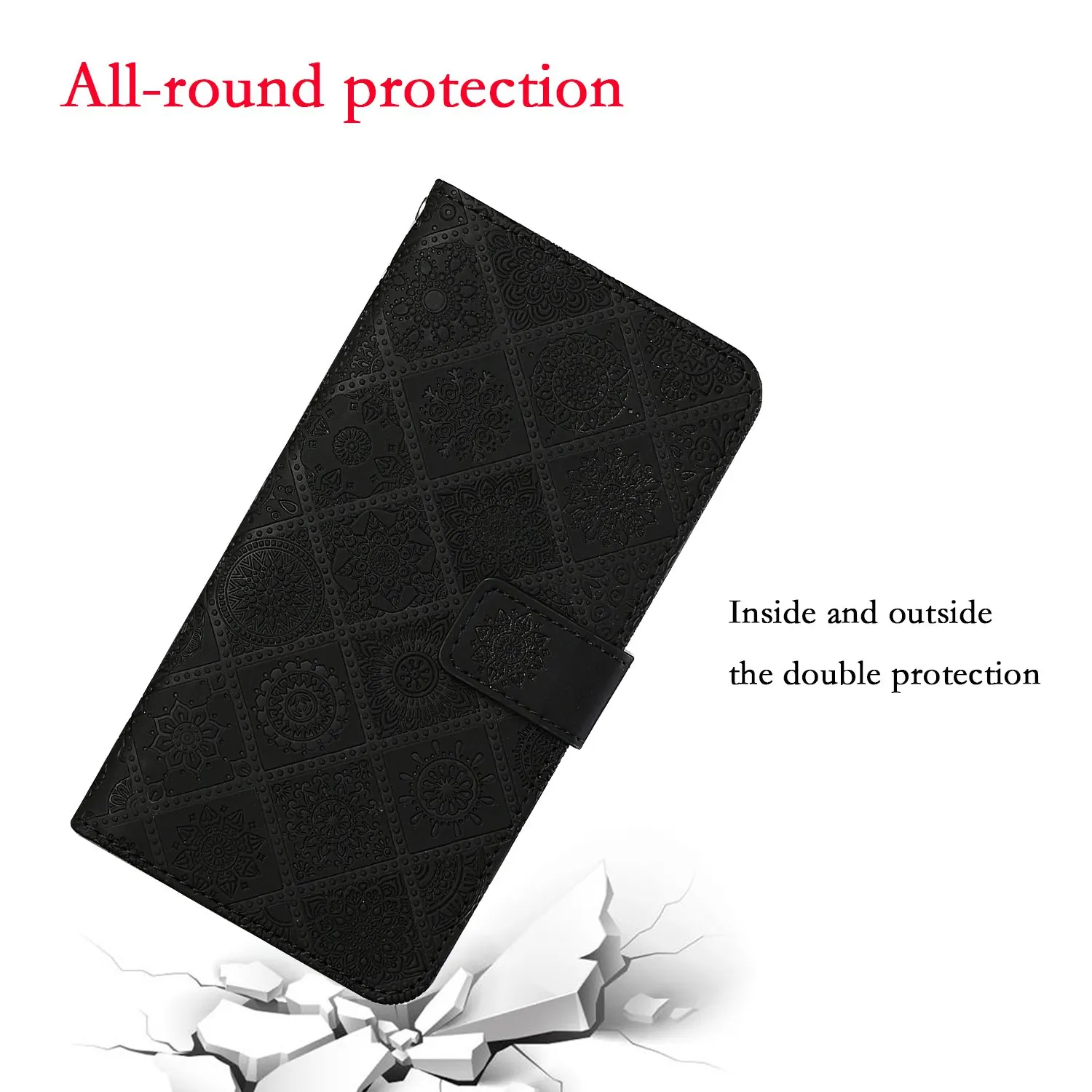 

P Smart 2021 Emboss Case for Etui Huawei P30 Pro P40 Lite E Y5P Y6P Y7P Phone Coque Ethnic Style Leather Wallet Card Slot Cover