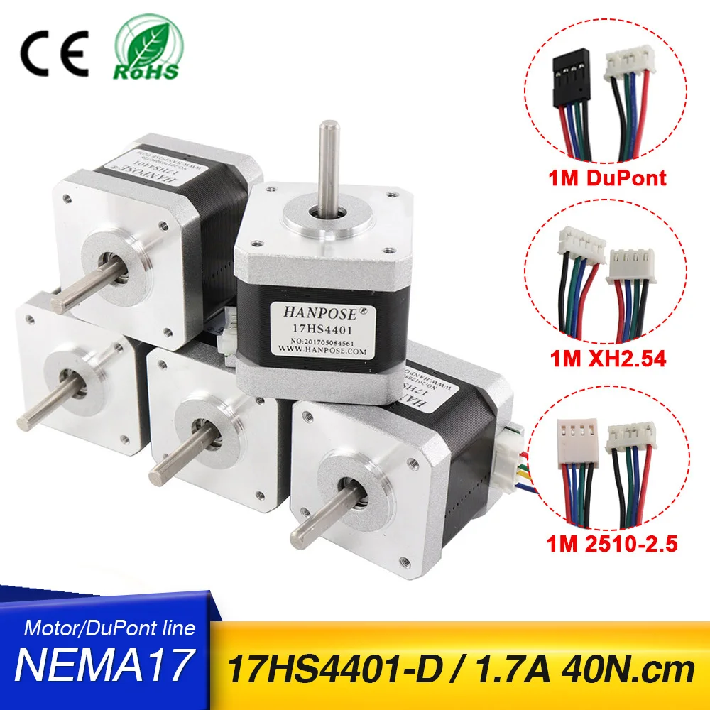 Шаговый двигатель Nema 17 42 40 мм мотор 42bygh 1.7A (17HS4401) 4 питающих провода для 3D-принтера |