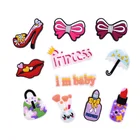 1 шт. Мультяшные аксессуары JIBZ Croc, сделай сам, зонт с красными губами, сандалии с бантом, садовое украшение для обуви, праздвечерние чные рождественские подарки для девочек