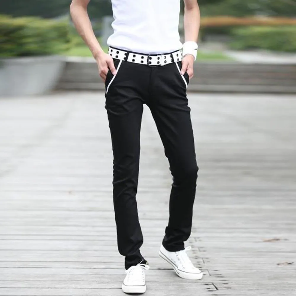 Мода 2021 для мужчин Slim Fit повседневные белые эластичные тонкие облегающие штаны
