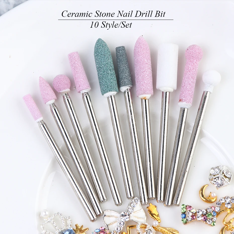 10pcs Ceramic Milling Cutter For Manicure Machine Corundum Nail Drill Burr Pedicure Polishing Art Tool LAMS01-10 | Красота и здоровье