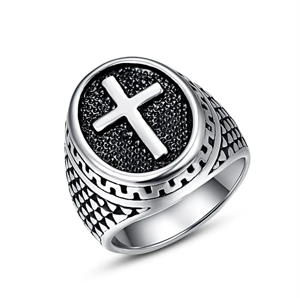 Винтажное геометрическое овальное мужское кольцо из нержавеющей стали с