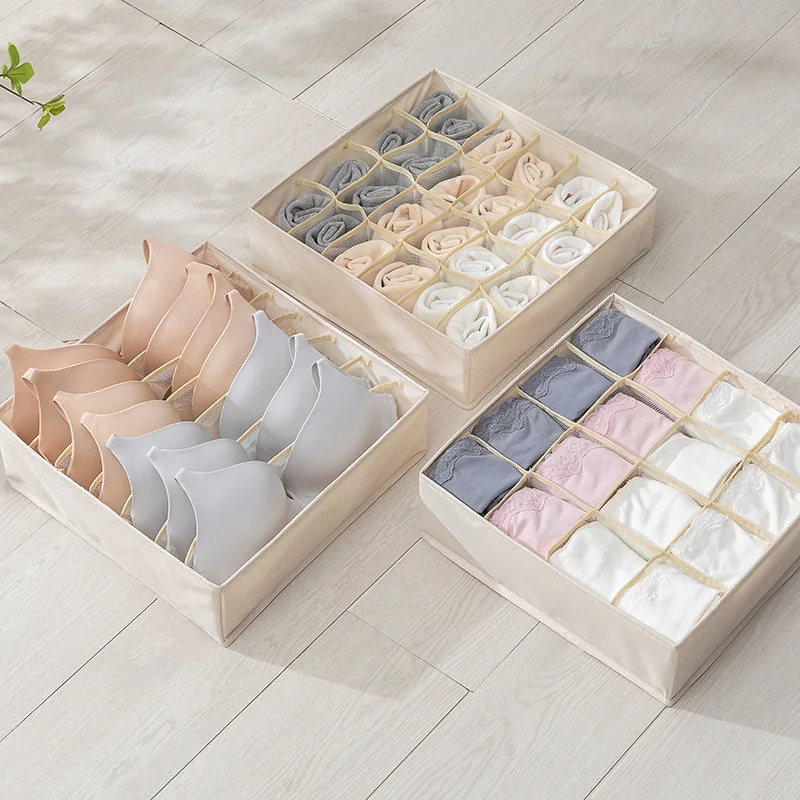 

Underwear Panties Socks Storage Box Artifact Drawer Underwear Separation Household Storage Drawer Type Finishing Grid Fabric Art