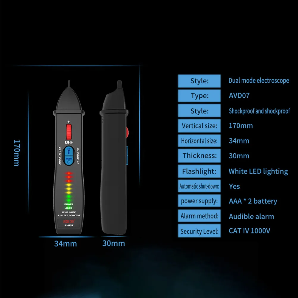

AVD07 Non-Contact Voltage Detector Socket Wall Outlet Live Test Pens Power Tools Chinese And English Manual