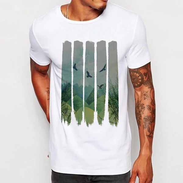 

Men's Women Casual Fashion Vintage Pines Eagles Mountain Design T Shirt Boy Cool Tops Hipster Printed Summer T-shirt