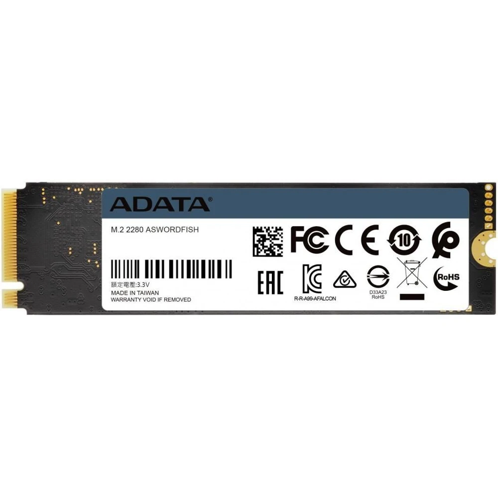 Твердотельный накопитель ADATA Swordfish ASWORDFISH-500G-C SSD M.2 500Gb PCI-Eх4 чтение: 1800 Мб/сек запись: