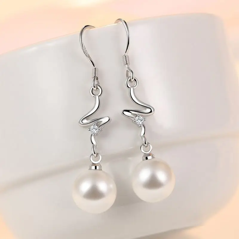

Shiny Wedding Stud Earrings 925 Sterling Silver Earrings Jewelry For Women Friend Gift E56A