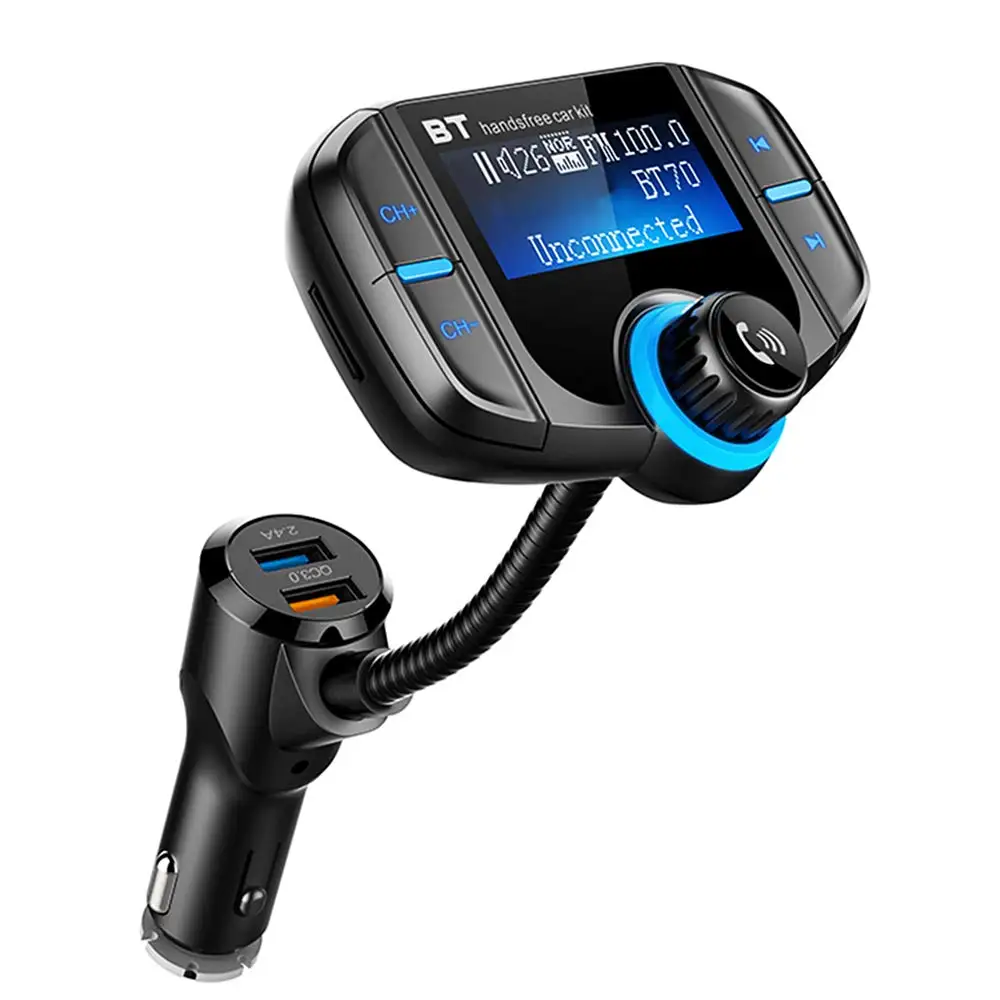 

Bluetooth Car Audio Adapter Receiver Wireless HandsFree Car Kit FM Transmitter Tuner Modulator with Dual USB Smart Charger
