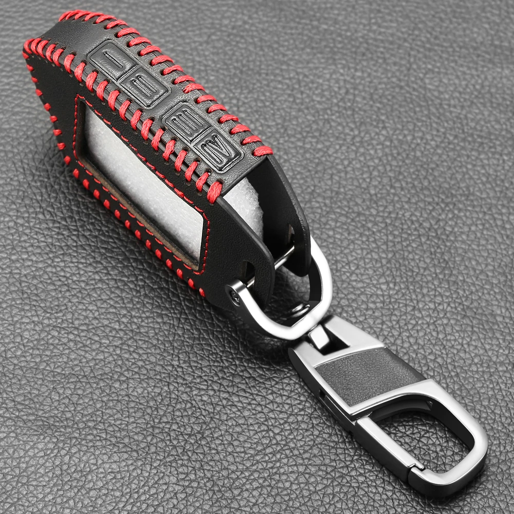 2-сторонний ЖК-Брелок дистанционного управления 100% кожаный чехол для