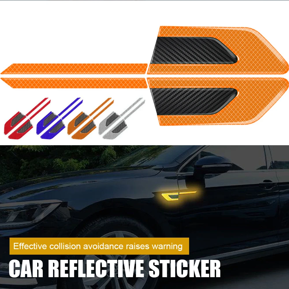

2Pcs Universal Car Reflective Sticker Car Bumper Fender Safety Warning Strip Tape Reflective Strips Reflector Car Styling Decals