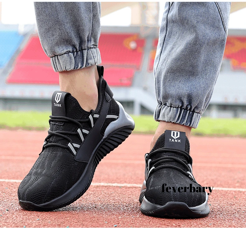 

Work Safety Shoes For Men Summer Breathable Boots Working Steel Toe Anti-Smashing Construction Safety Work Sneakers