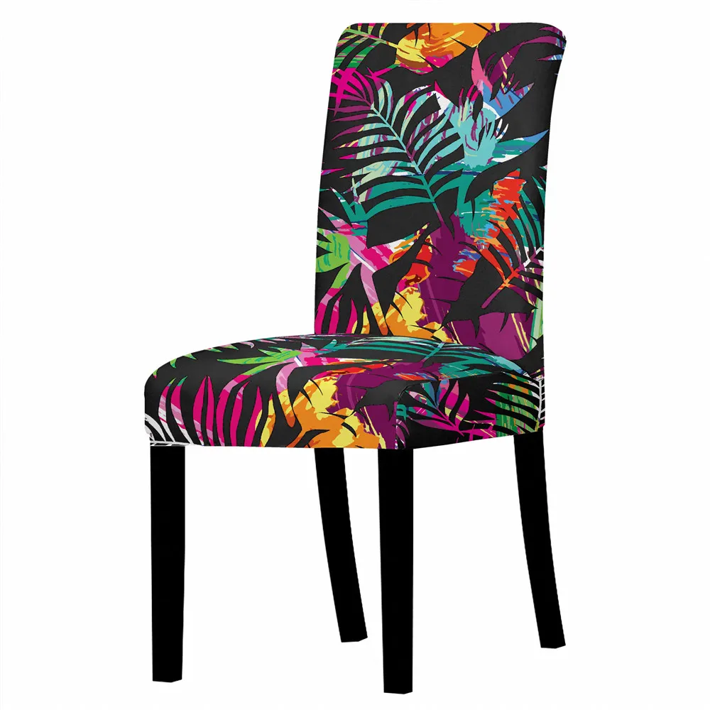 Чехол для стула с листьями растений спандекс растягивающийся съемный моющийся
