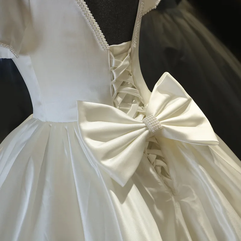 Винтажное свадебное платье французского атласа 2020 новинка Хепберн Ретро стиль