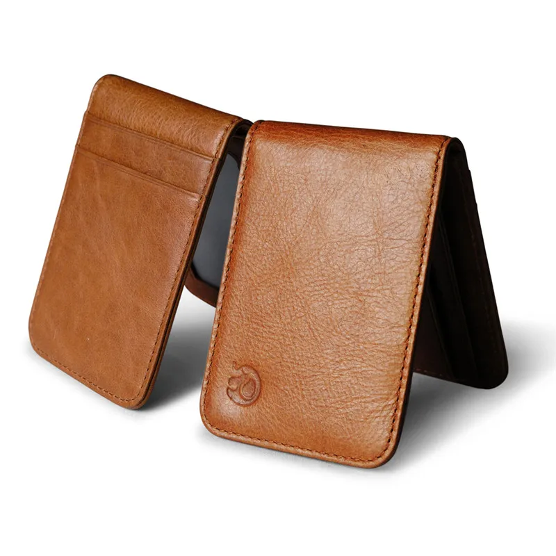Man's Fashion sale Mini genuine leather money clip wallet for women with credit card slots slim men purse metal clamp | Багаж и сумки