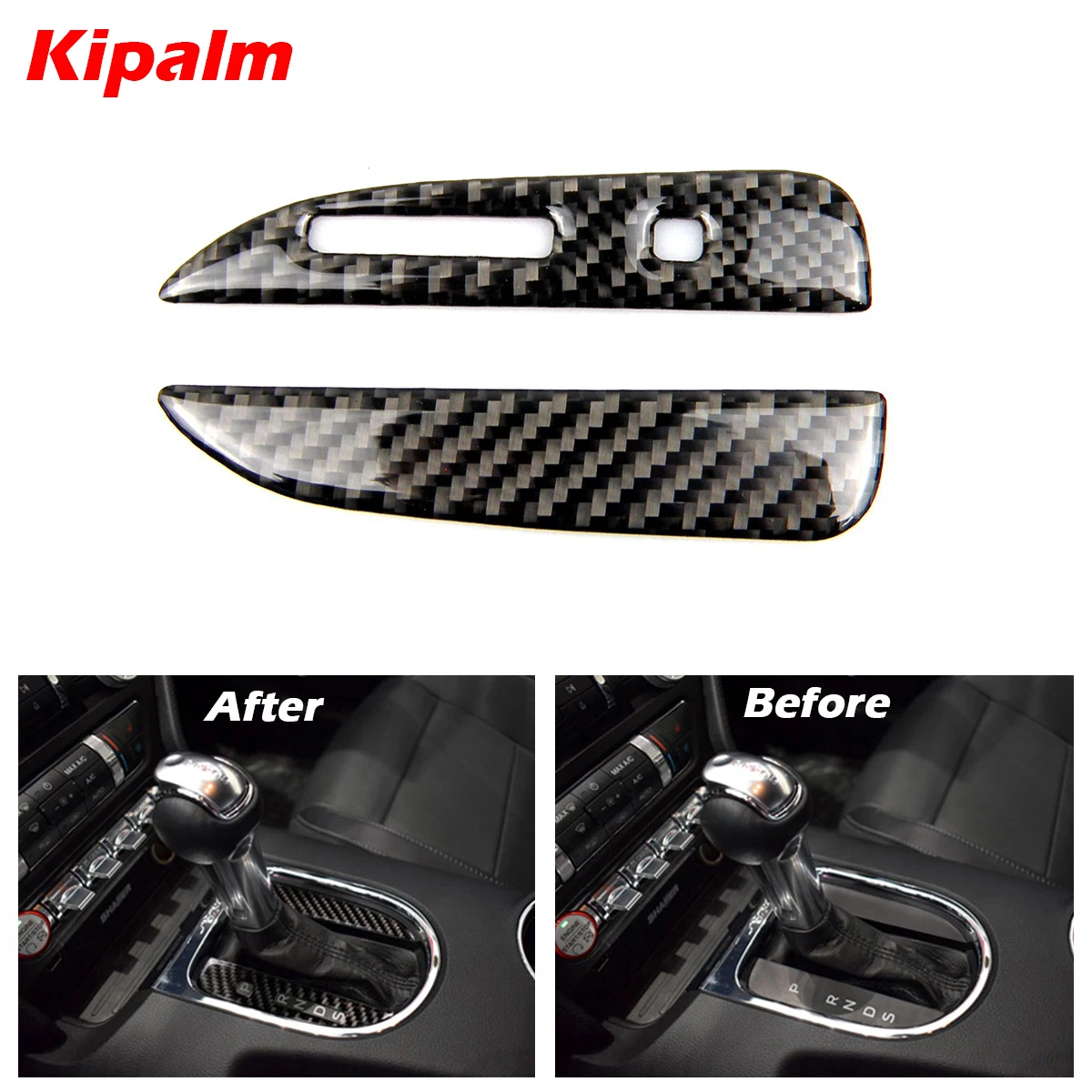 

Kipalm Carbon Fiber Central Control Gears Shift Lever Panel Decorative Frame Cover Trim Stickers For Ford Mustang 2015 -2019
