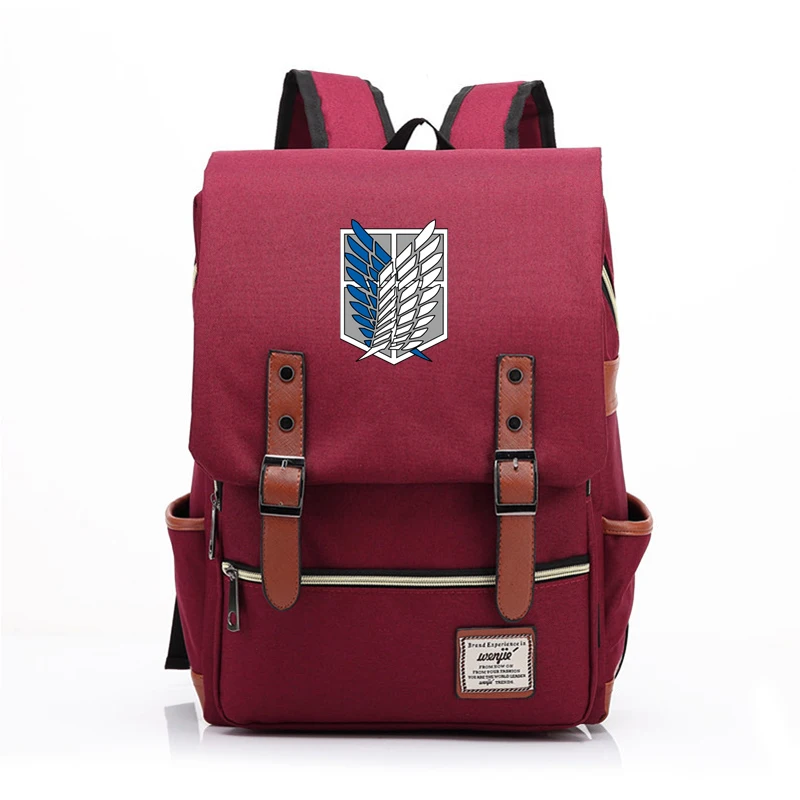 Рюкзак на плечо для ноутбука атака Титанов повседневный холщовый ранец с защитой