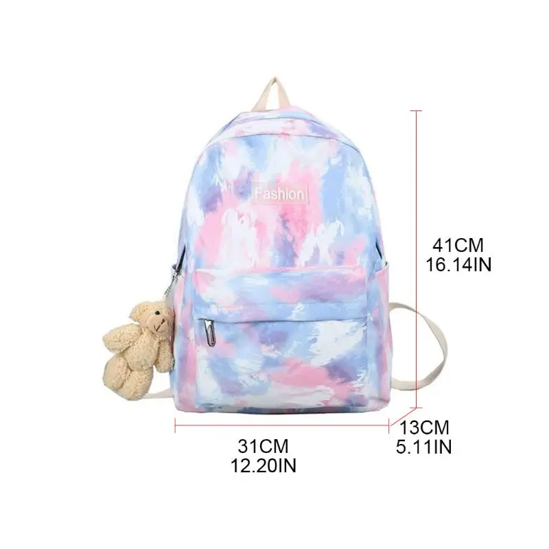 

Bag Women Women Backpack Mixed Color Nylon School Bookbag Daypack Rucksack Shoulder Bag for Teenager Girls 066F