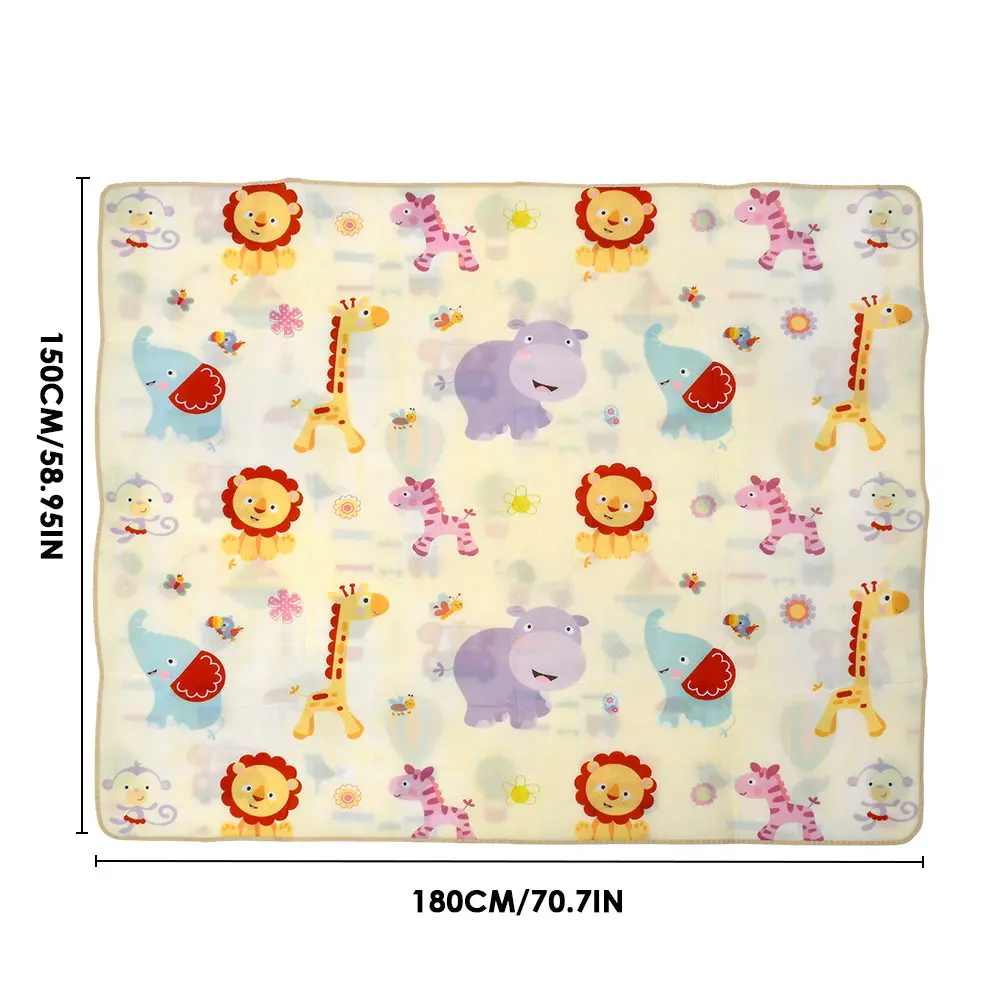 

180cm Baby Folding Crawling Mat Double-Sided Cartoon Carpet Infant Antislip Game Pad Reversible Play Gym Mat Waterproof Soft Rug