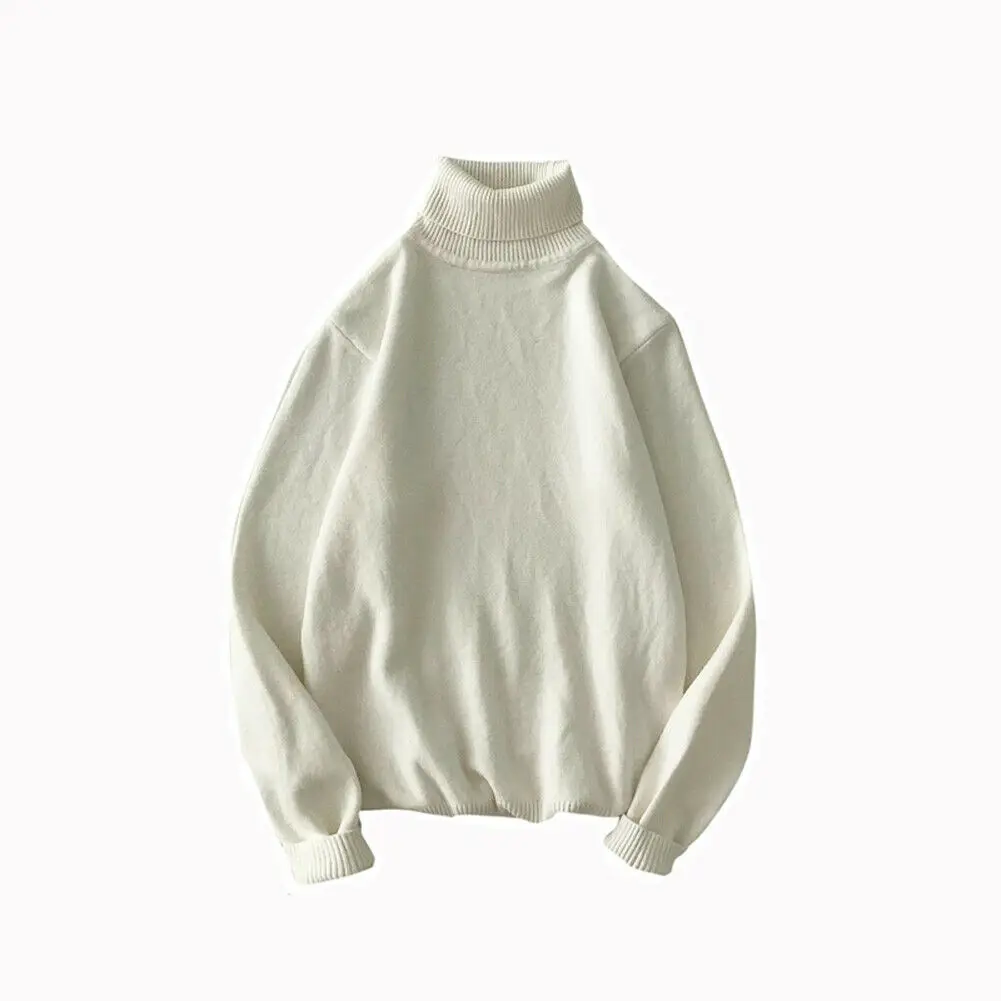 

Fashion Mens Winter Turtle Neck Sweater Cotton Male Pullover Knitted Warm Jumper Solid Sweaters Long Sleeve Casual Knitwear 2019