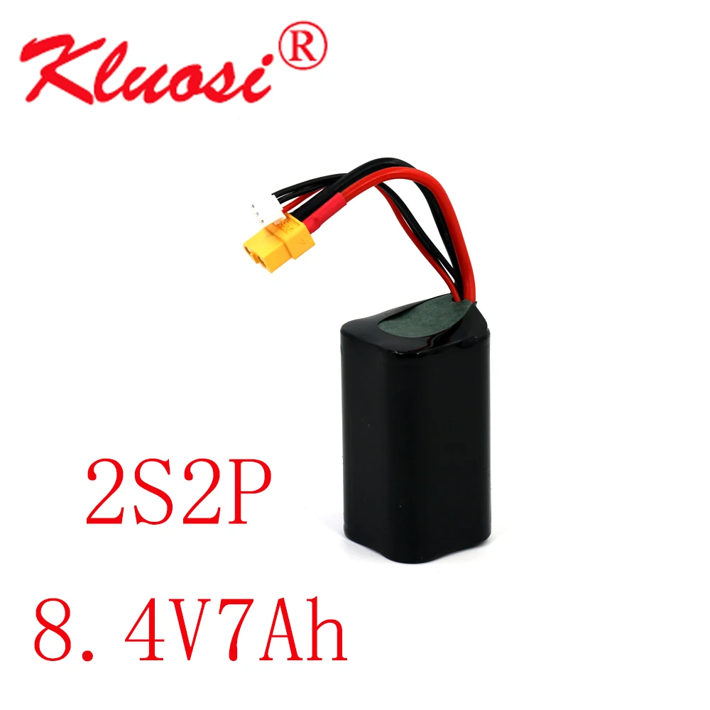 

KLUOSI 7.4V 7Ah 2S2P High Capacity UAV Rechargeable 8.4V Li-ion Battery for Various RC Airplane Drone Quadrotor XH2.54-3P XT60