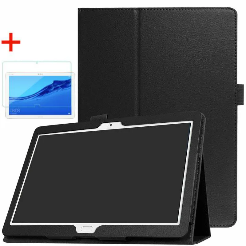 

For Huawei MediaPad M3 Lite 10 Case and Glass Flip Litchi Leather Cover for Huawei M3 Lite 10 BAH-W09 BAH-AL00 10.1" Tablet Case