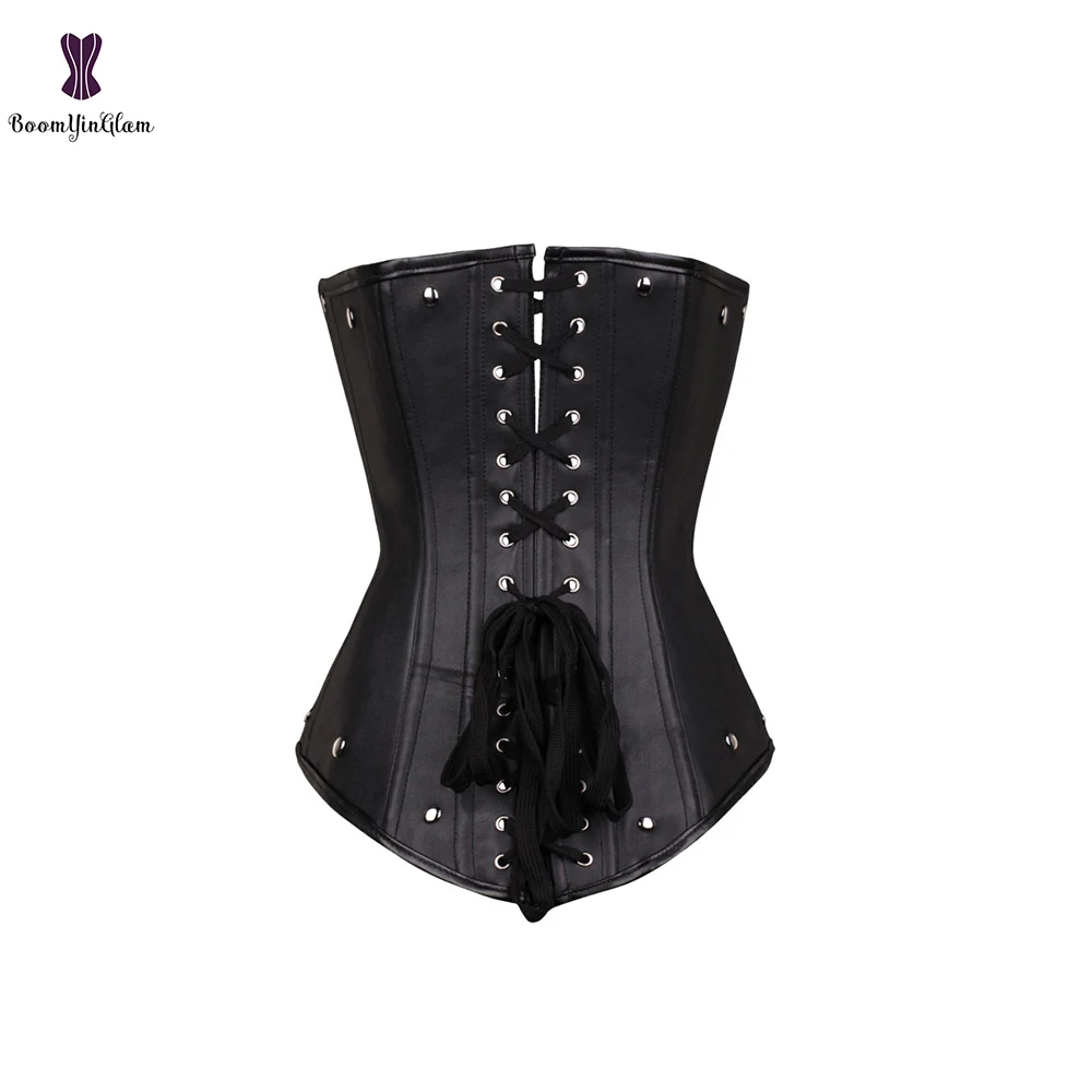 Корсет из искусственной кожи Женский жилет корсет со спиральными стальными