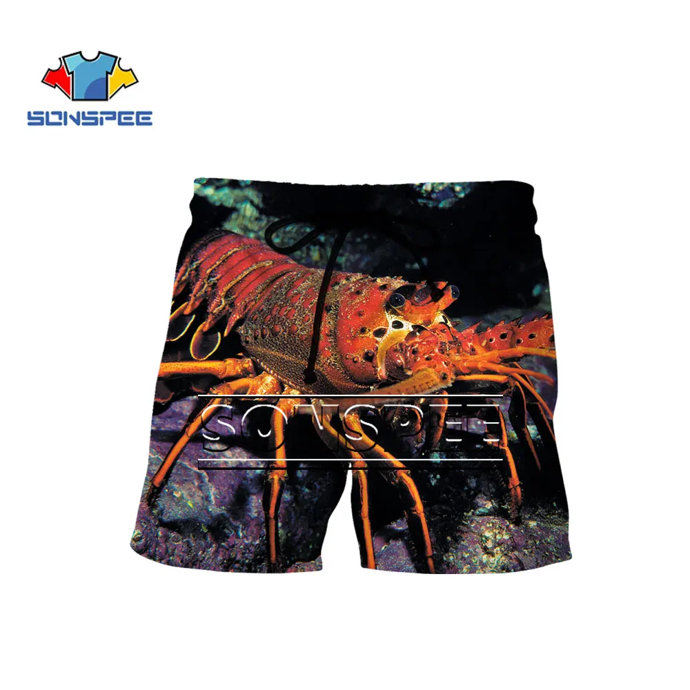 

SONSPEE 3D Printing Lobster Summer Beach Shorts Loose and Comfortable Popular Especially Fashionable Harajuku Plus Size Shorts