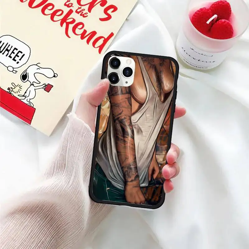 

Sexy Sleeve Tattooed Girl Phone Case For iphone 5S 6S 7 8 11 12 XR XS SE Plus Pro ProMax Cover Fundas Coque