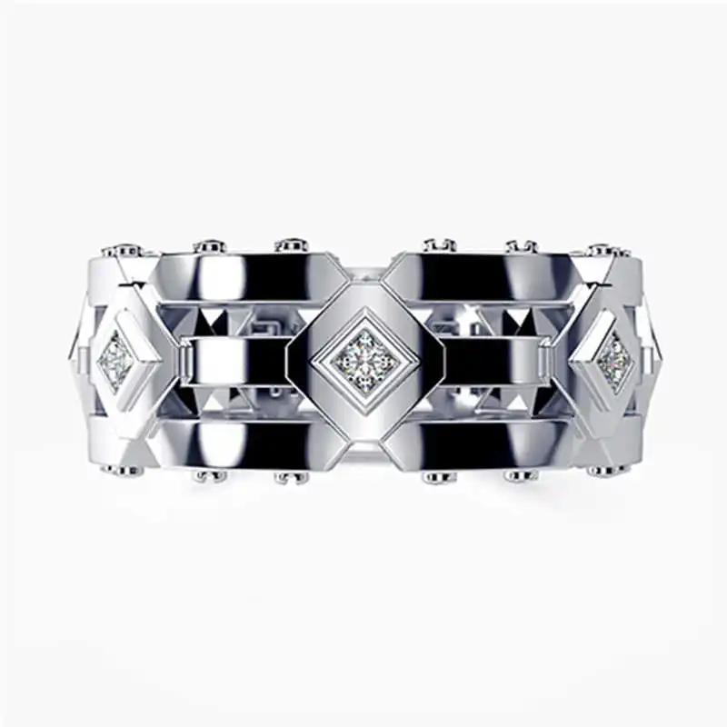 Male Big Zircon Stone Ring Fashion Silver Color/Rose Gold Wedding Jewelry Luxury Party Rings For Men | Украшения и аксессуары