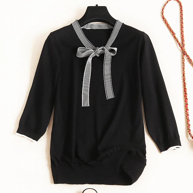 Весенний тонкий свитер зимний вязаный с рукавом три четверти вязанные женские