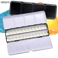 dingyi fine black palette case empty metal paint tin box with full panhalf pan acrylic watercolor paint tray for art painting