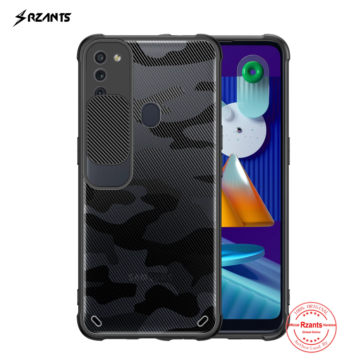 

Rzants For Samsung Galaxy M11 Galaxy A11 A21S Case Hard [Camouflage Lens] Camera Protection Hlaf Clear Cover