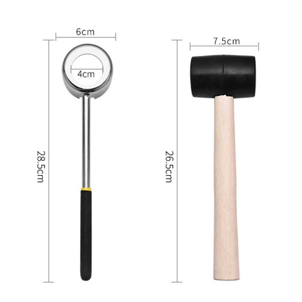 

2Pcs/Set Stainless Steel Coconut Shell Opener Puncher Rubber Hammer Kitchen Tool puncher pierce shell everything for the kitchen