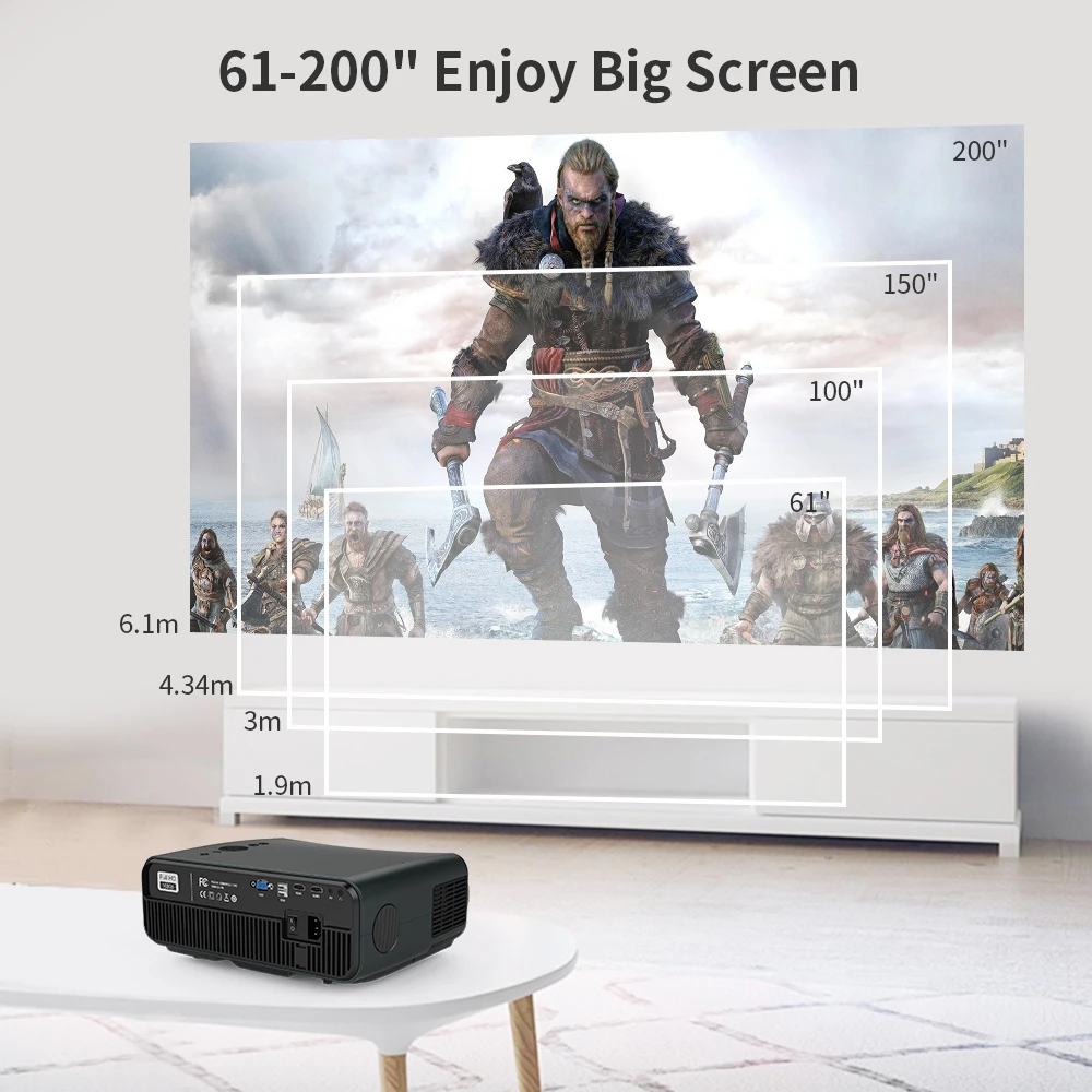 Домашний проектор Поддержка 4K разрешение видео светодиодная система Android