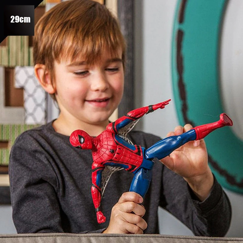 

29cm Marvel Spiderman Anime Action Figures Super Hero Figurine Sound Model Toys Dolls Collection Avengers Child Christmas Gift