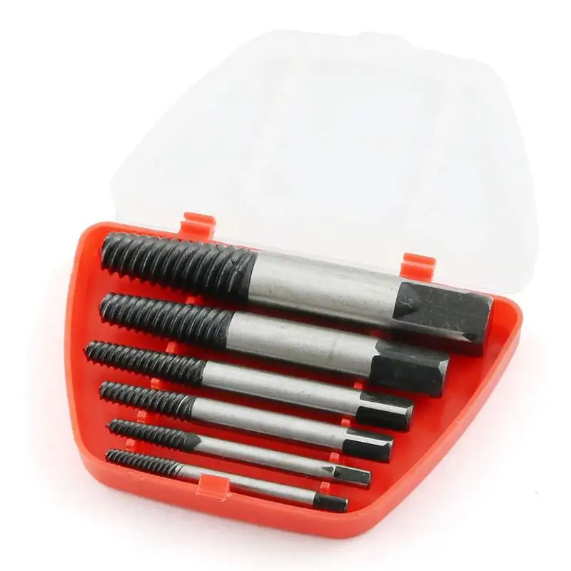 

6Pcs Screw Extractor Center Drill Bits Guide Set Broken Damaged Bolt Remover Removal Speed Easy Out Set