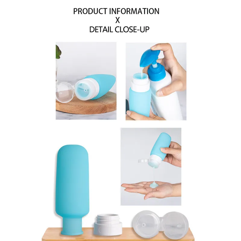 

5 Pcs Portable Lotion Bottles Set Leak Proof Squeezable Silicone Containers for Outdoor Shampoo Soap Cosmetic Container