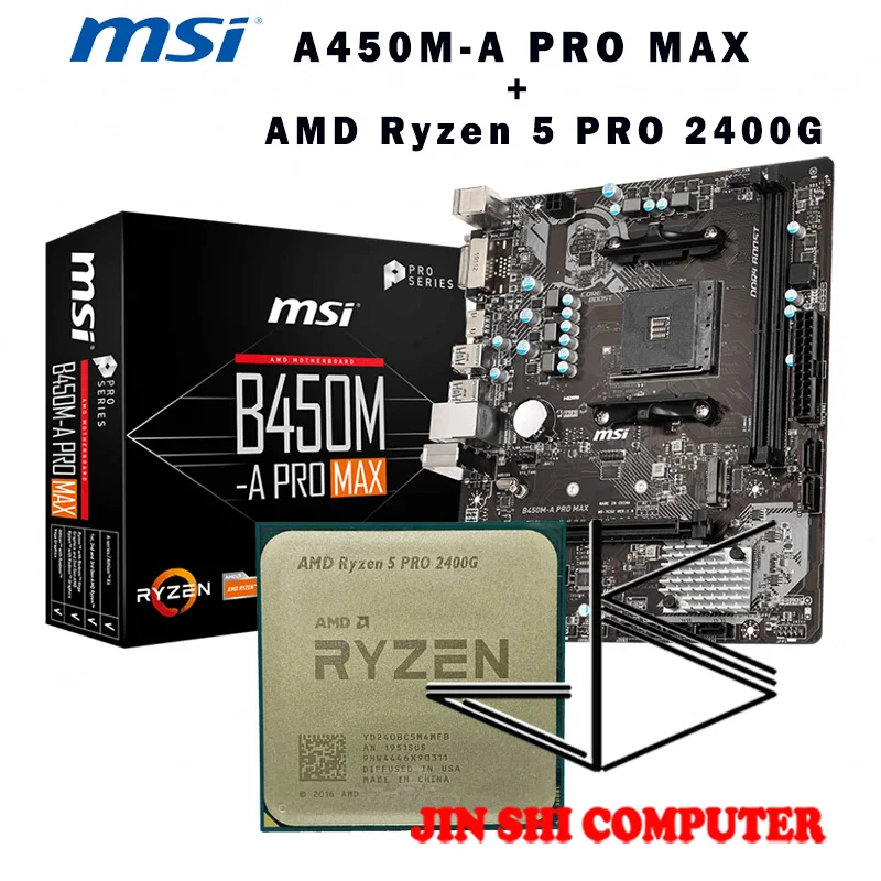 AMD Ryzen 5 PRO 2400G R5 Процессор + MSI B450M A MAX материнская плата набор еды гнездо AM4
