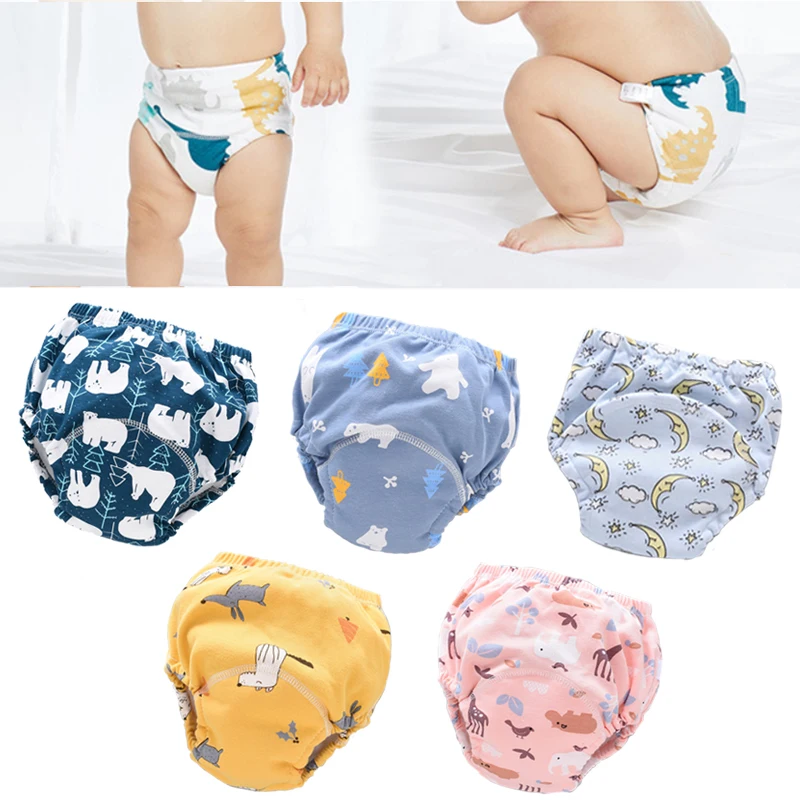 HS 6 Layer Waterproof Reusable Cotton Baby Training Pants Infant Shorts Underwear Cloth Baby Diaper Nappies Panties Nappy