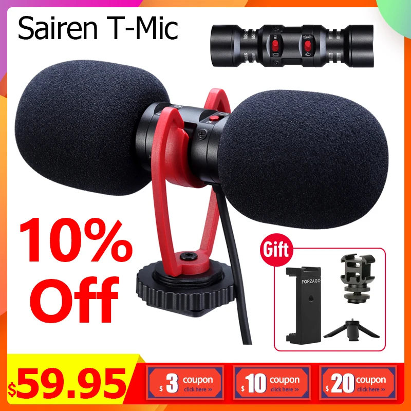 Sairen T микрофон с двойной головкой супер Кардиоидная стереозапись беспроводной на