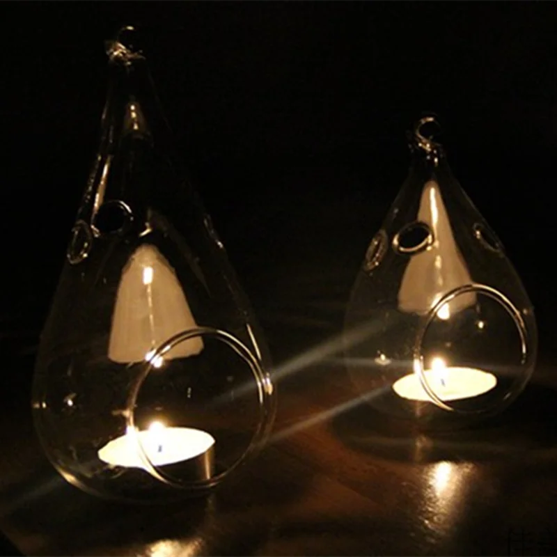 

Free Shipping 8pcs/pack 7*12cm Small Size Water Drop Shaped Glass Candle Holder Home Wedding Decoration Props