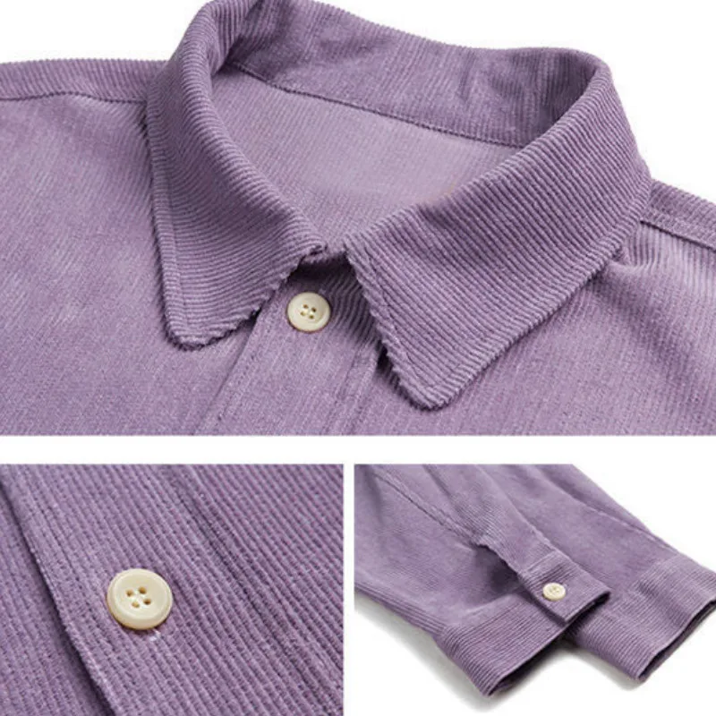 

Women Shirts Corduroy Autumn Turn Down Collar Long Sleeve Loose Solid Korean Style Chic Ins Preppy Students Lazy Tops Casual New