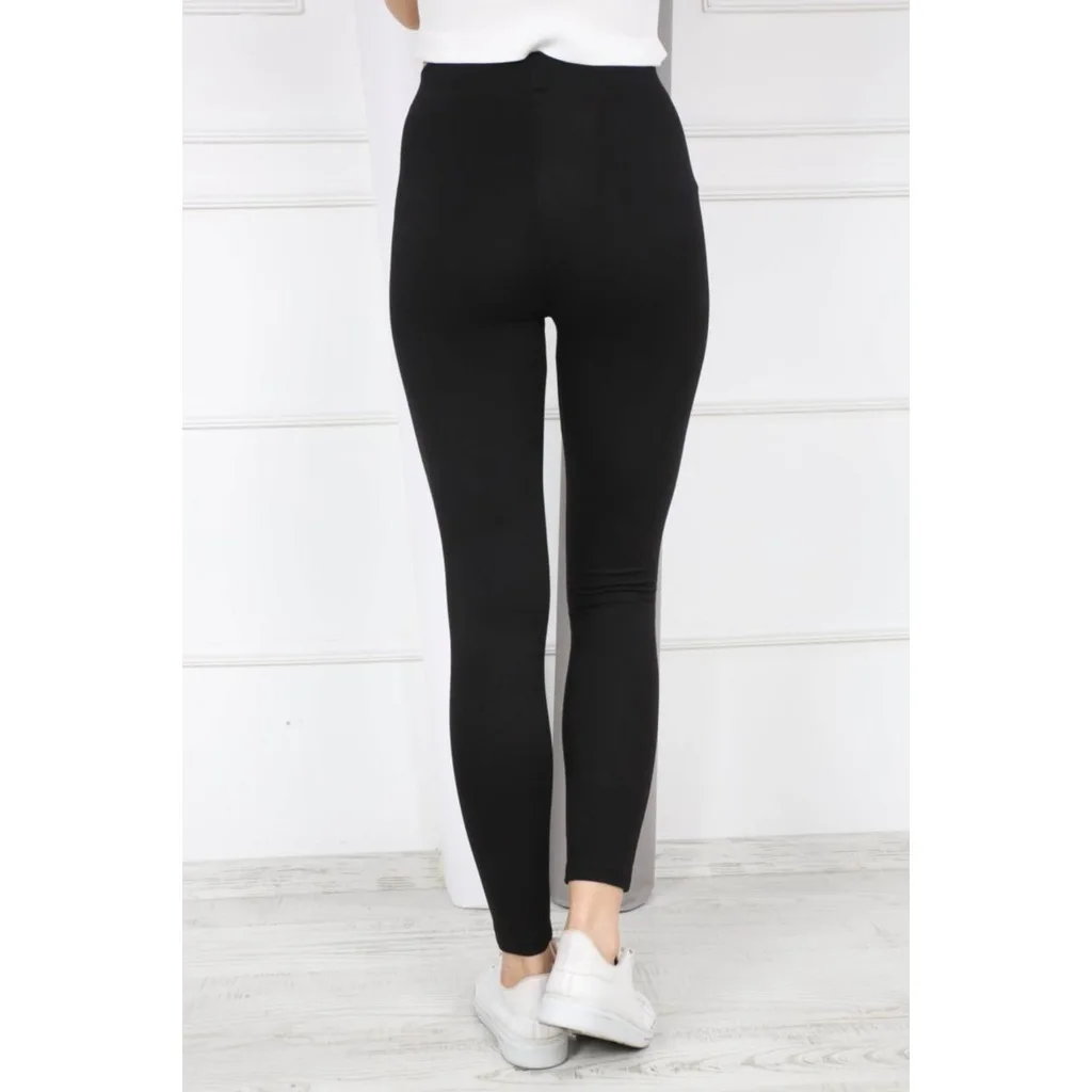 Women Black Steel Interlock Plain Tights 399